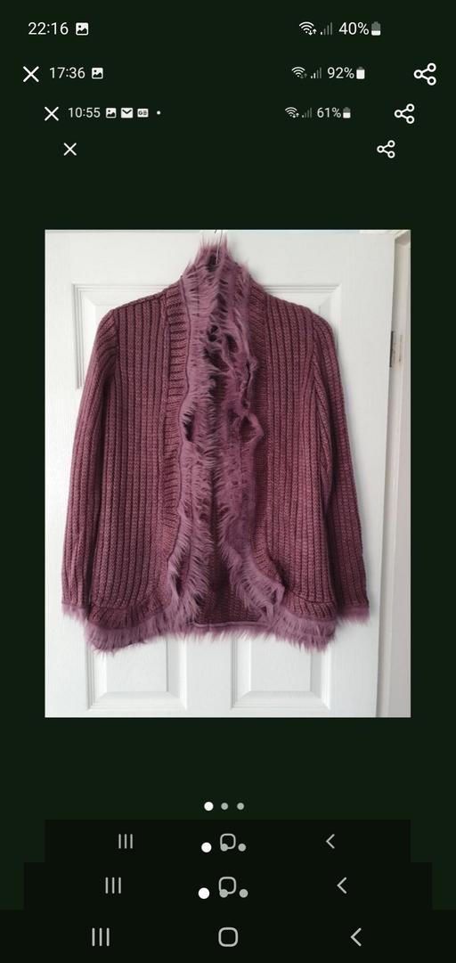  — ladies fur trim cardigan