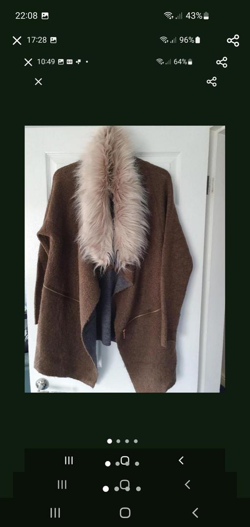 — ladies fur trim cardigan NEXT