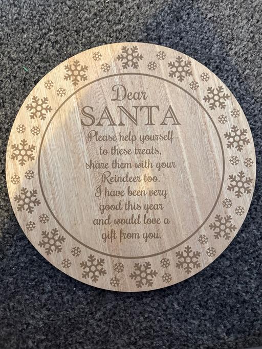  — Wooden Santa Christmas Eve Treat Plate