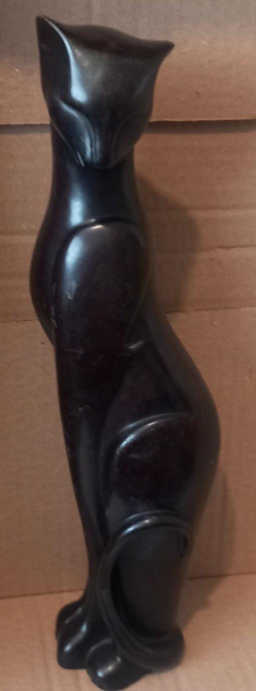  — Vintage MCM Sleek Stylized Black Cat Statue