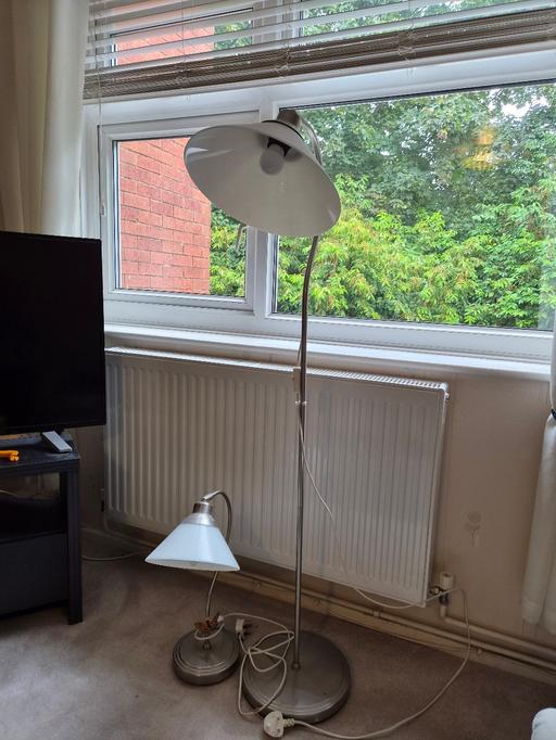  — Silver floor lamp and table lamp