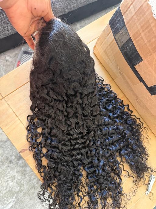  — 26” long water curly human hair wig