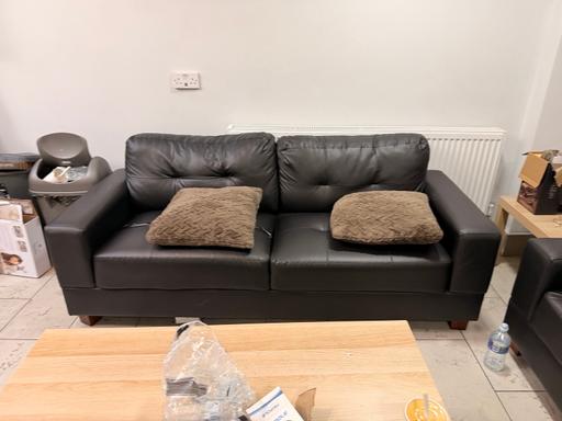  — Two Black 3 Seater Sofa
