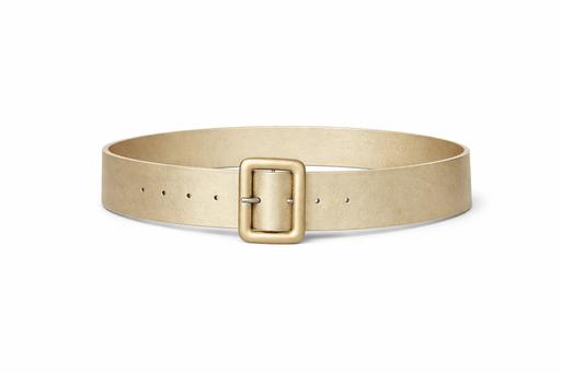  — Wide Matte Gold Faux Leather Belt with Buckle