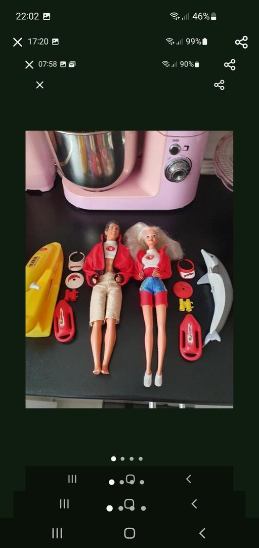  — vintage baywatch barbie & ken dolls