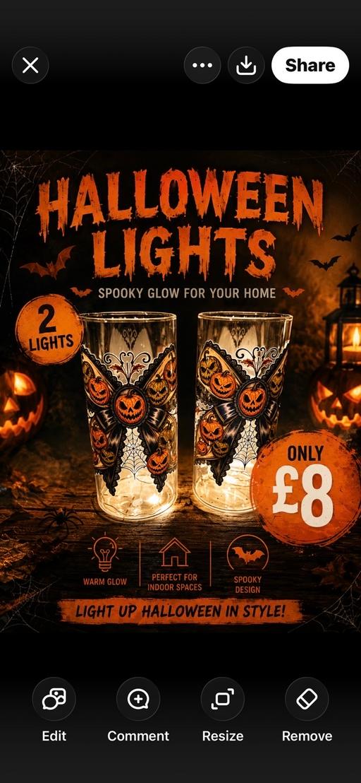  — 2 light up Halloween glass handmade lights