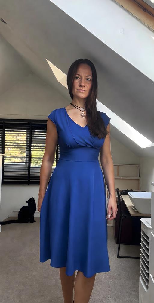  — Oriental Blue Midi Occasion Dress Size S