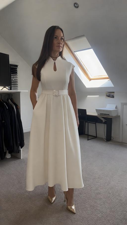  — Ivory Cream Maxi Dress Crystal Detail&Pockets