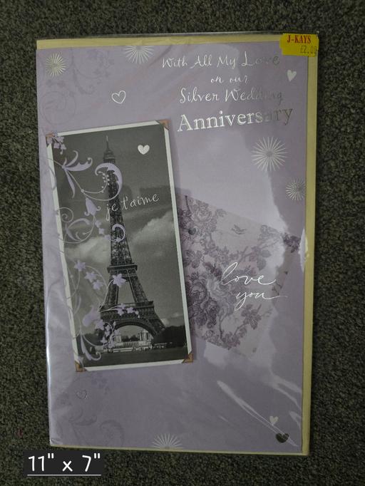  — Silver Wedding Anniversary card 11" x 7"