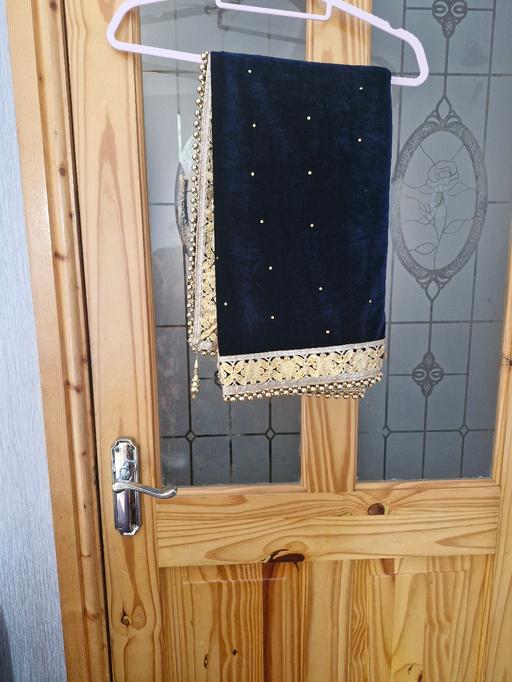  — deep navy blue velvet duppatta/ shawl