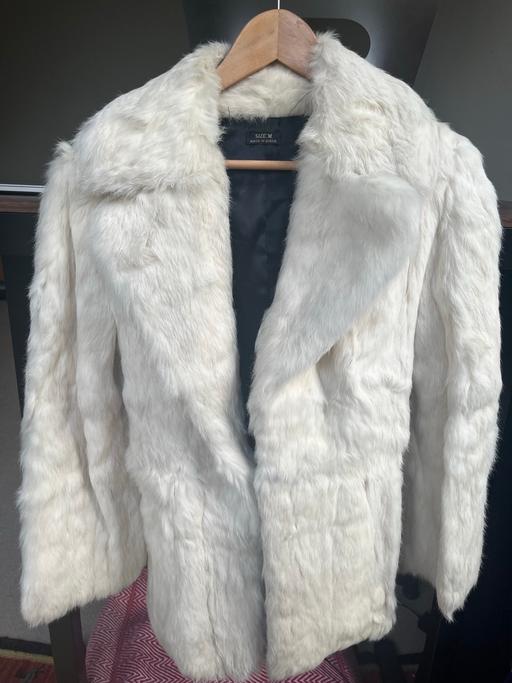  — Vintage White Rabbit Fur Jacket 1970s