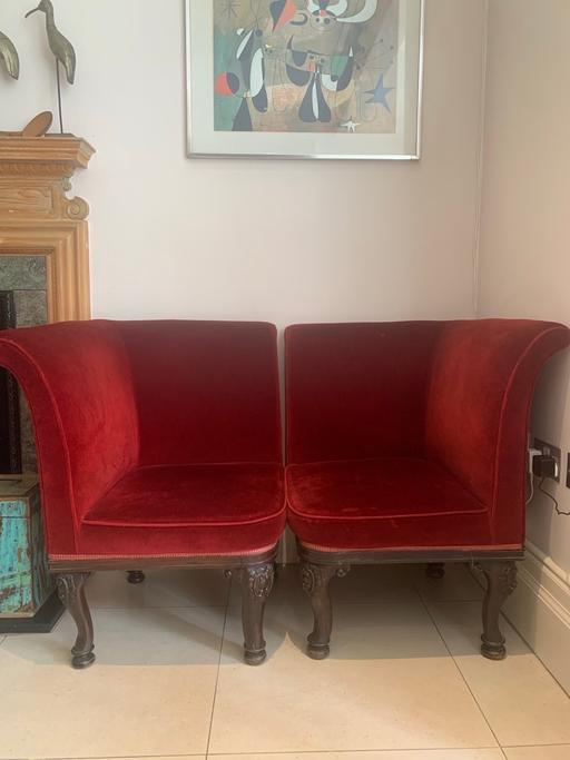  — Vintage Deep Red Velvet Chairs ❤️