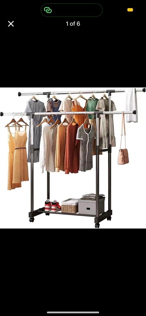  — Double rail adjustable Tidy Clothing rail