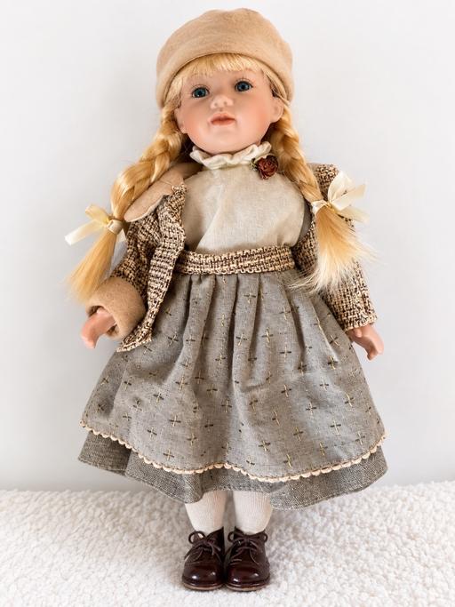  — Vintage Porcelain Doll with Blonde Braids