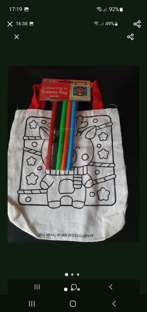  — Christmas canvas bag colouring set NEW