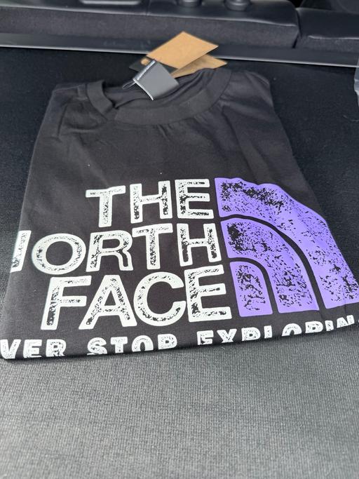  — Men’s North Face Rust T shirt purple logo BNW