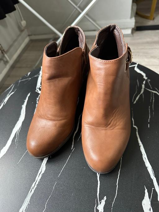  — Brown Leather Ankle Boots With Buckle Detail