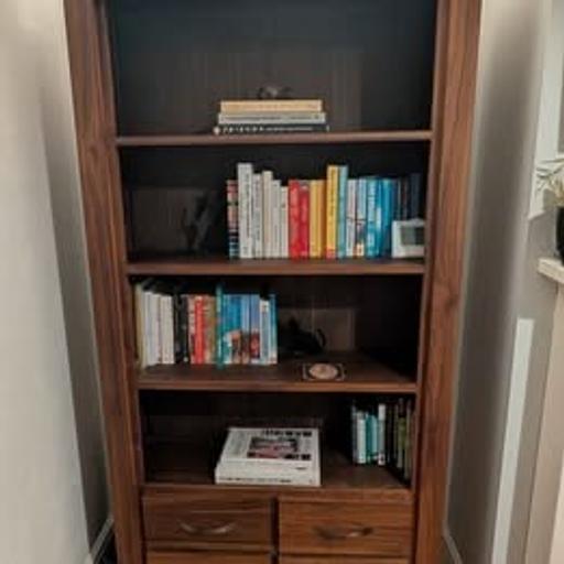  — Solid Wood Walnut Bookcase with drawers