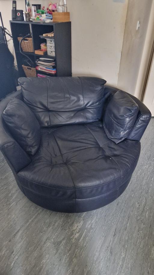 — Charcoal black Round Sofa  360 spin