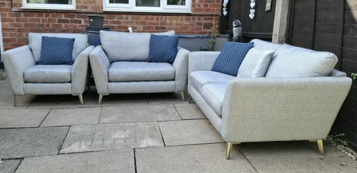  — Silver/Navy DFS Libby Sofas..2+1+1