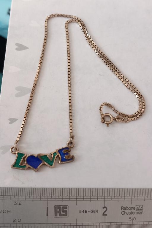  — Sterling silver 1970s Enamel LOVE Necklace