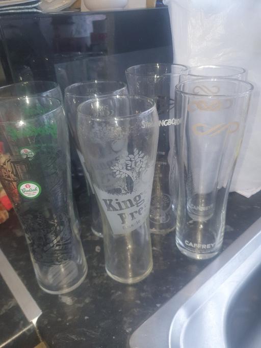  — 7 Pint Glasses , Different Designs , Good Con