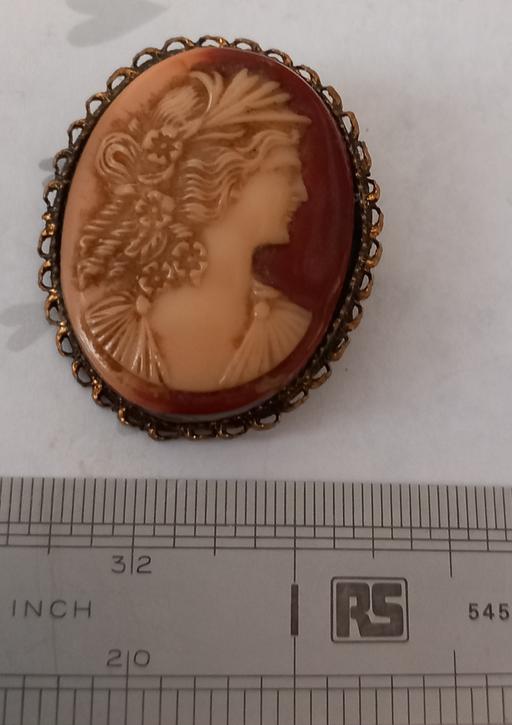  — Vintage Faux Cameo Brooch / Victorian Revival