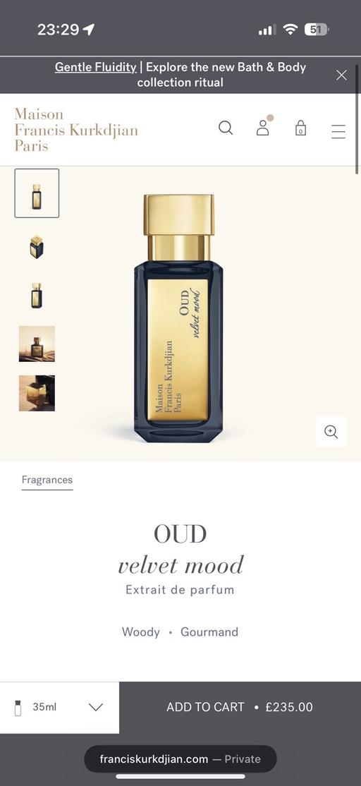  — NEW MFK Oud velvet mood Extrait 10ml