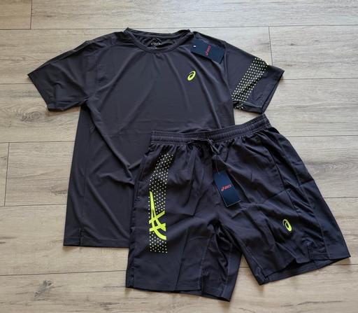 — ASICS Short and T-Shirt Set - Grey and Yellow