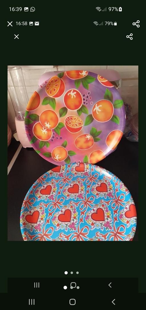  — large round trays x 2