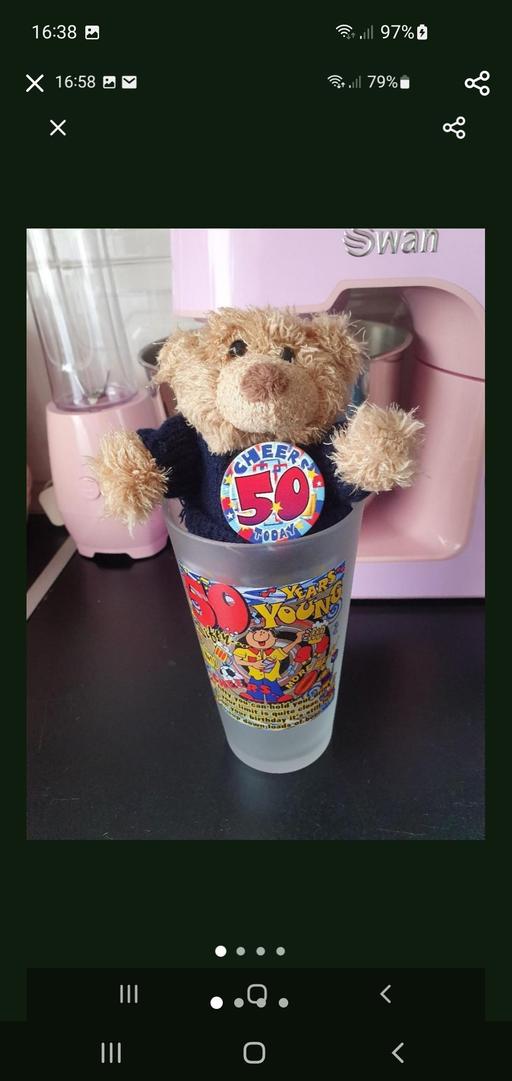  — 50th birthday glass and Teddy bear set