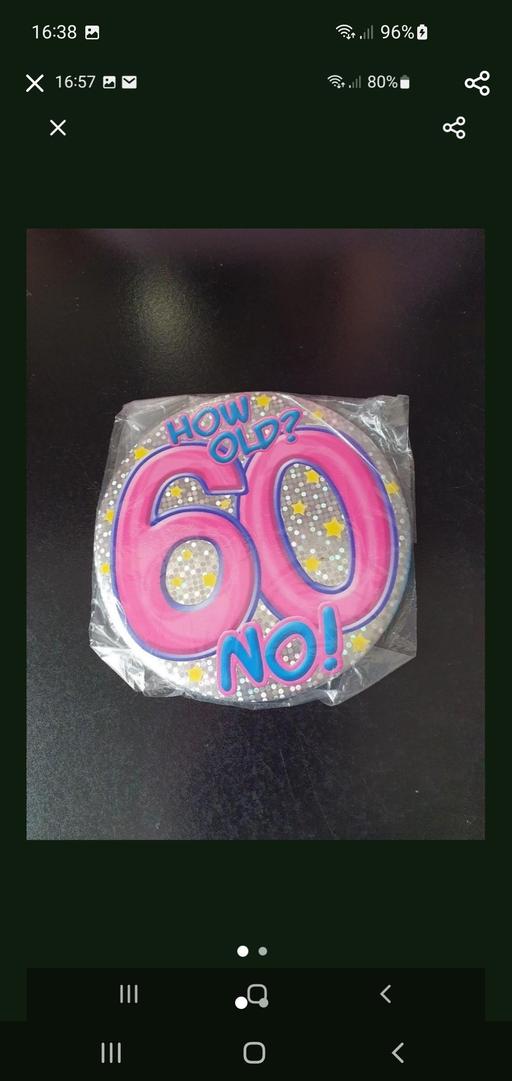  — large 60th birthday badge NEW