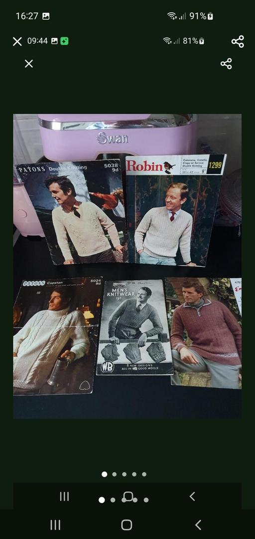  — vintage knitting patterns x 5
