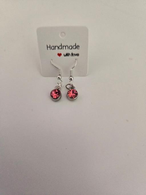  — Pink Birthstone Dangle Drop Earrings