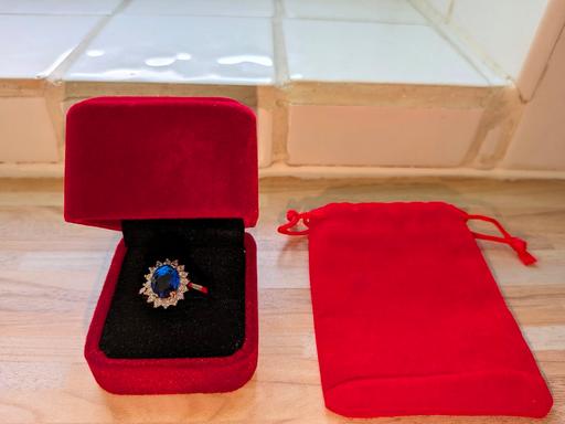 — Silver Brilliant Cut Ocean Blue Ring