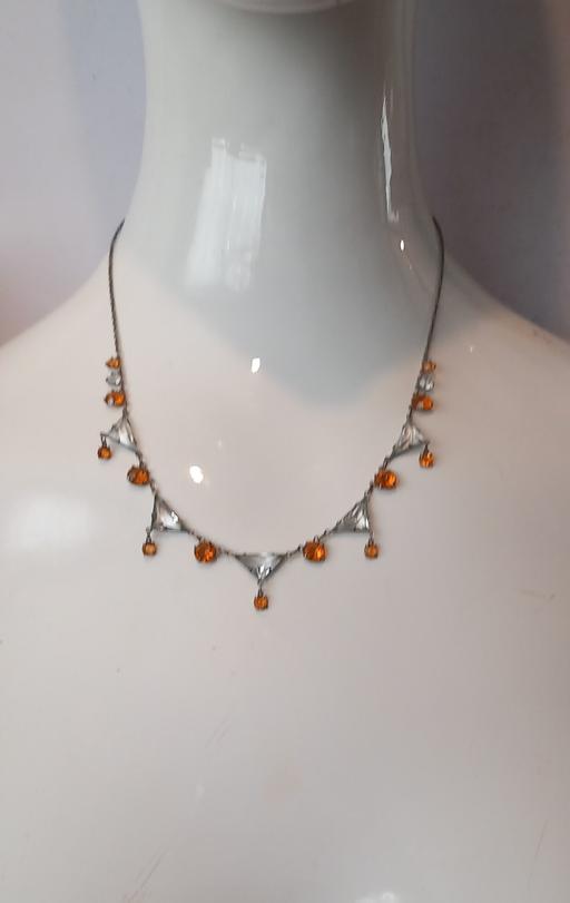  — 20s Art Deco Platinon & Amber Paste necklace