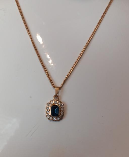  — Vintage Emerald Cut Sapphire Halo pendant