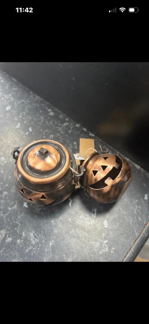  — Copper handmade helloween candle holder set