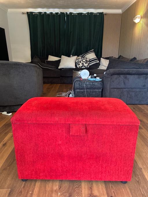  — Vibrant Red Fabric Storage Ottoman (£100 new)