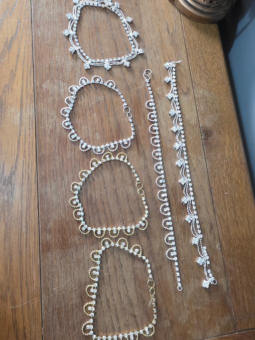  — Rhinestone Diamonte Ankle Bracelets x 6