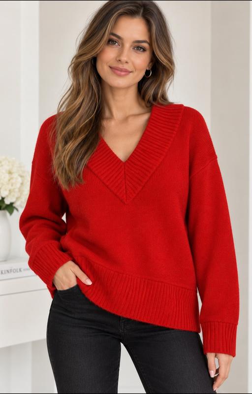  — River Island Red V-neck Jumper