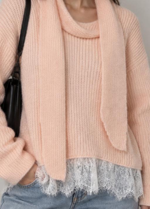  — Soft Peach Jumper with Scarf Detail