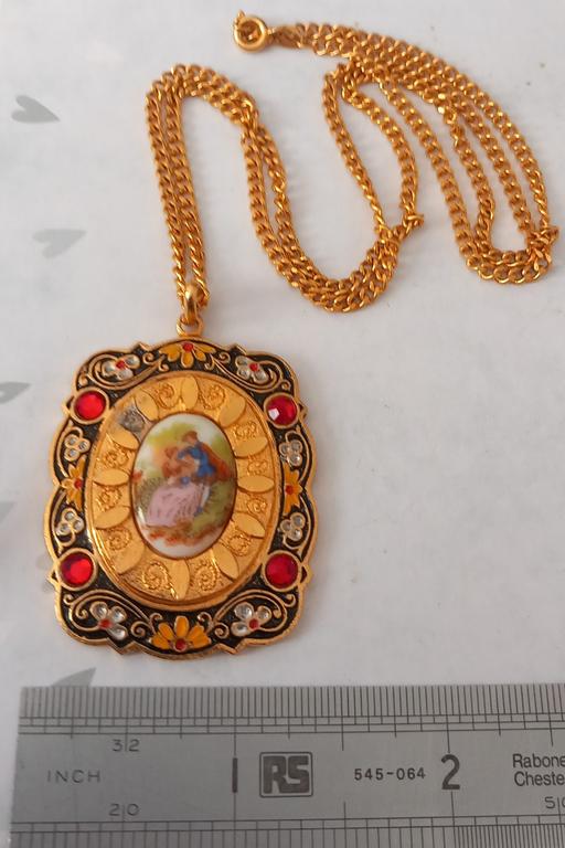  — Vintage Rococo Revival Porcelain Pendant