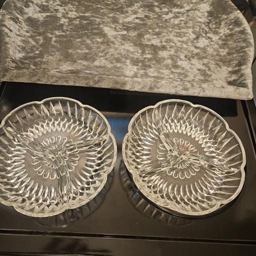  — 2 3 section cut glass bowls