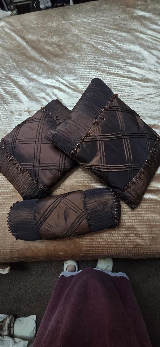  — Set 3 Brown Beaded Bed Cushions