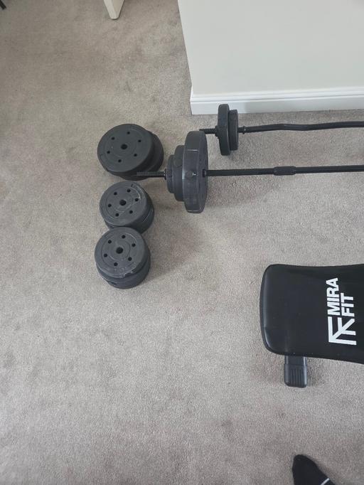  — gym bench with weights