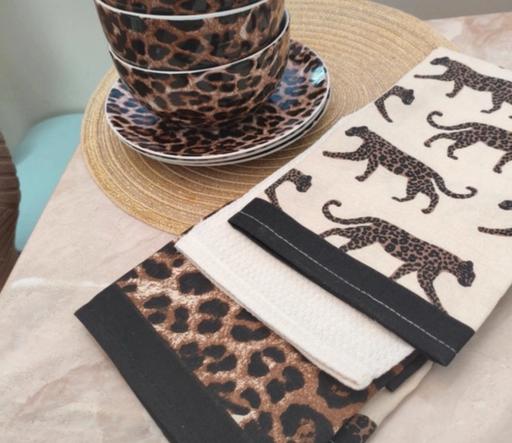  — 3pack Leopard print Tea towel Stylish kitchen