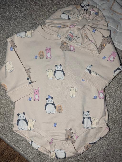  — 6-9 months M&S baby girls romper and hat