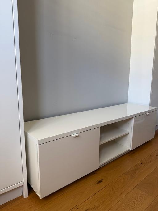  — IKEA BYÅS TV Bench – High Gloss White
