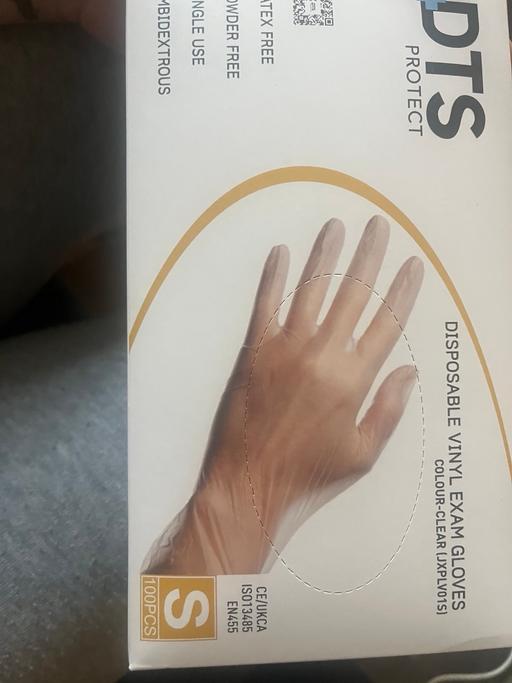  — Small clear latex free vinyl gloves